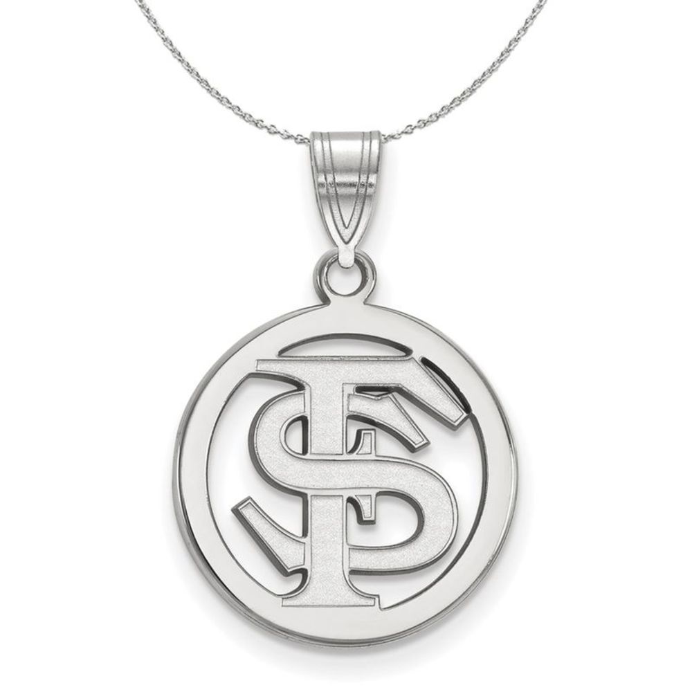 Sterling Silver Florida State Small Circle Necklace - 20 Inch
